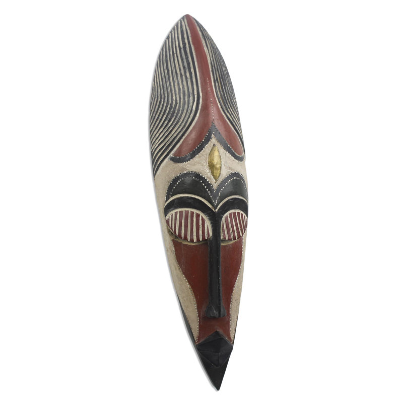Décoration murale à masque en bois africain fait main
