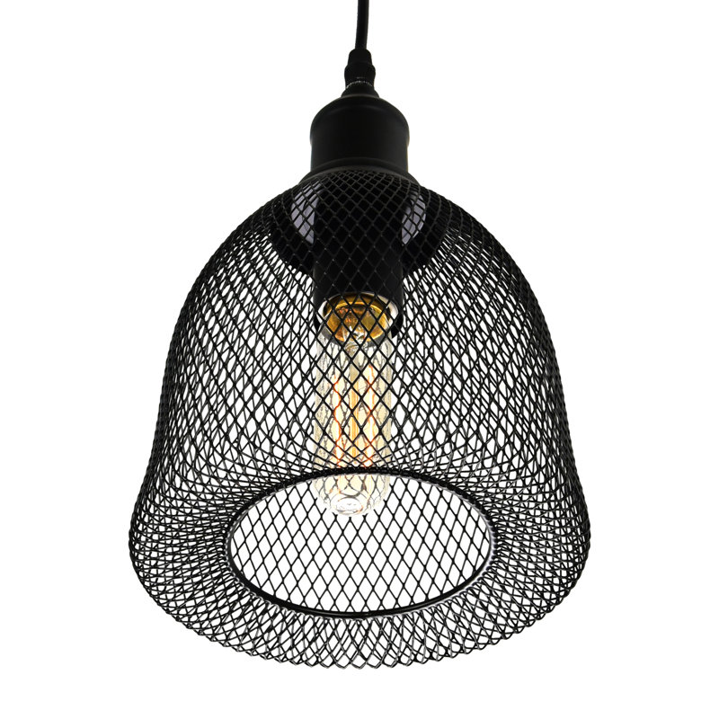 7'' Farmhouse Mini Pendant Light in Black – For Kitchen Island, Dining Room, Hallway – E26 LED Compatible, Adjustable Height