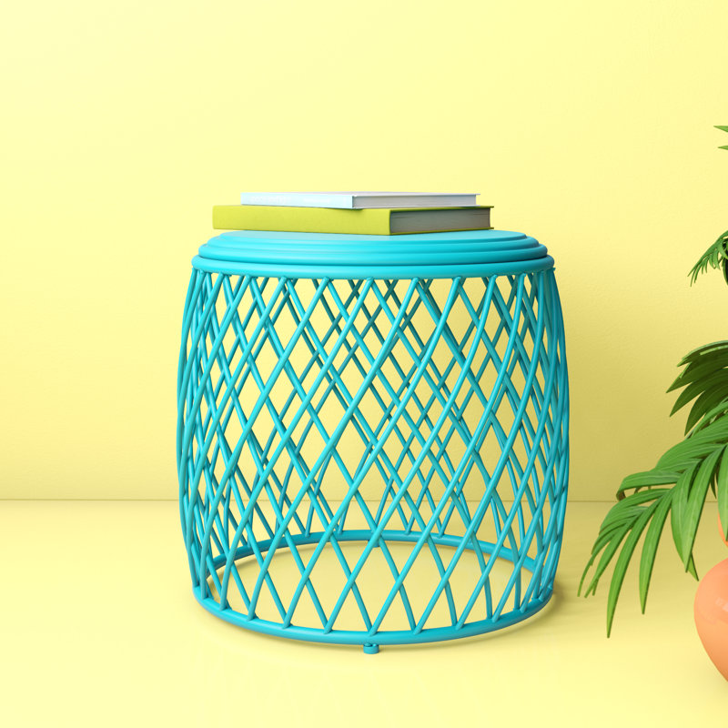 Table d'appoint en tubes de fer Santosh, Bleu sarcelle mat