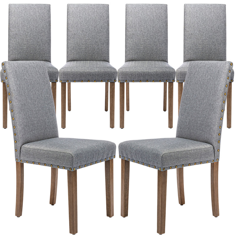 Allaya 19'' H Linen Upholstered Parsons Chair, Gray