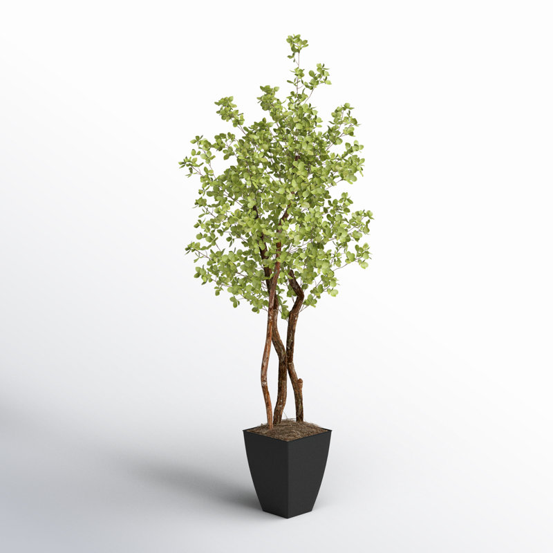 84'' Faux Star Leaf Tree Tree in Metal Planter