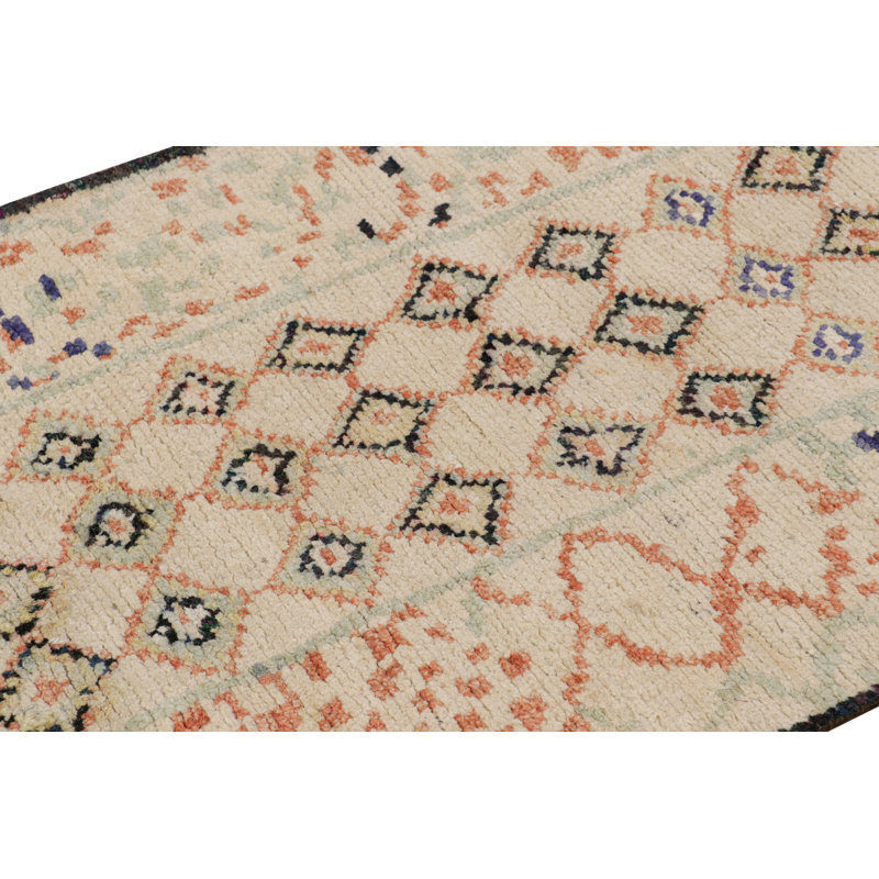 Moroccan Hand Knotted Silk Geometric Area Rug, Rectangle 6' x 9'