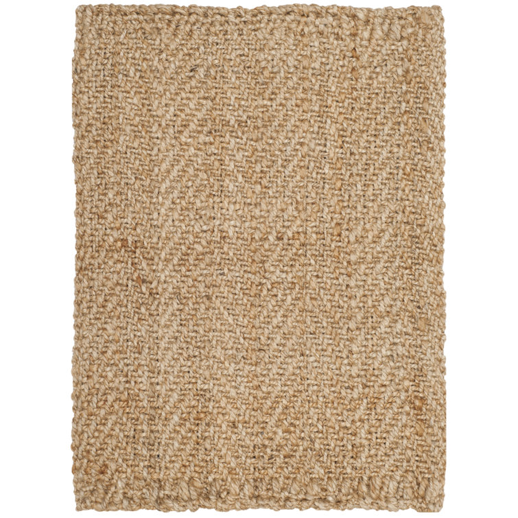 Garette Natural Fiber Jute Pile Jute Solid Color Rug in Natural
