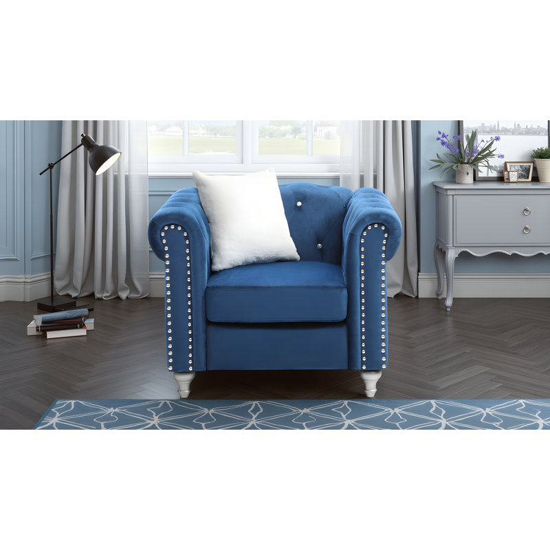 Fauteuil d'appoint en velours bleu marine Julianne, Marine