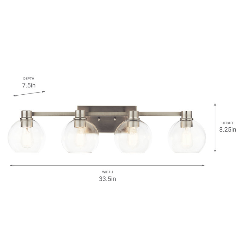 Éclairage pour salle de bain 4 lumières Hoover, Nickel brossé