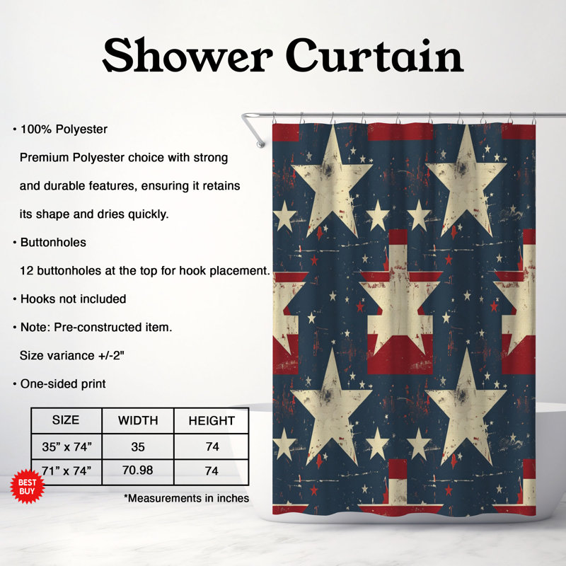 États-Unis - rideau de douche Premium, H 74 po x l 71 po