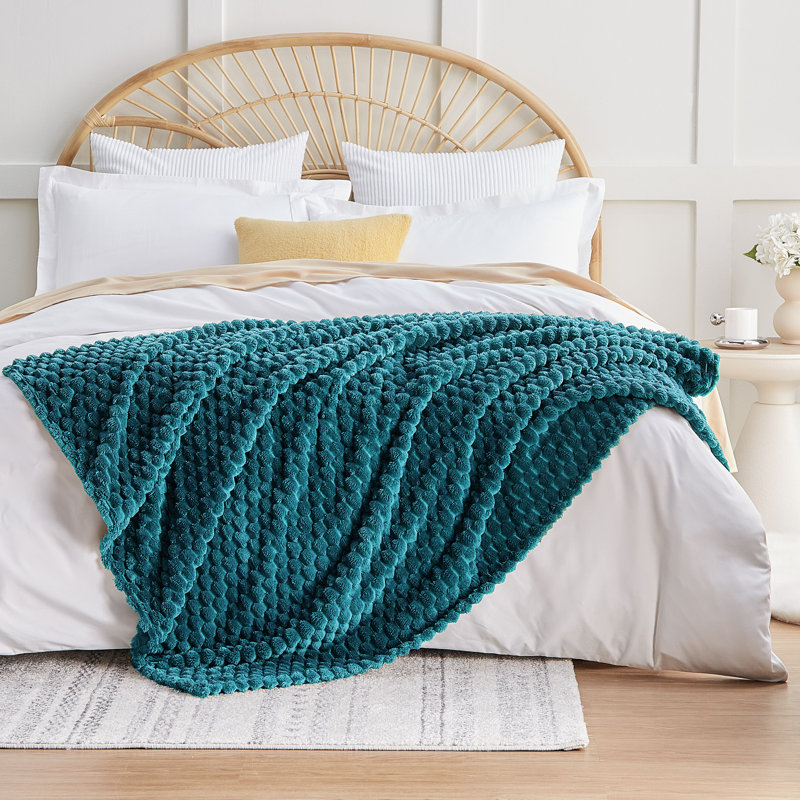 EXQ Home Teal Soft Fleece King Blanket Cozy Throw for Bed, Turtle Shell, King, Teal