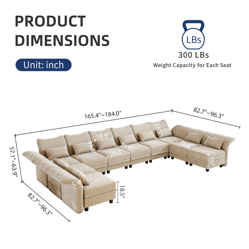 Brodderick Upholstered Sectional, Ivory Microfiber