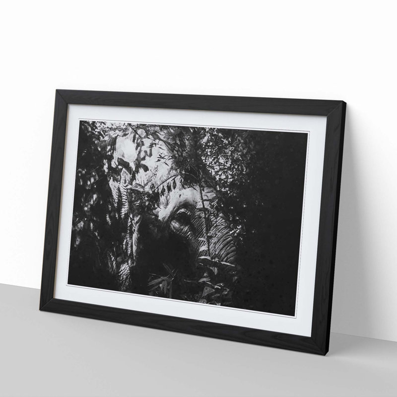 Elephant in the Trees - Picture Frame Graphic Art Print, Black Framed, 36cm H x 48cm W x 2cm D