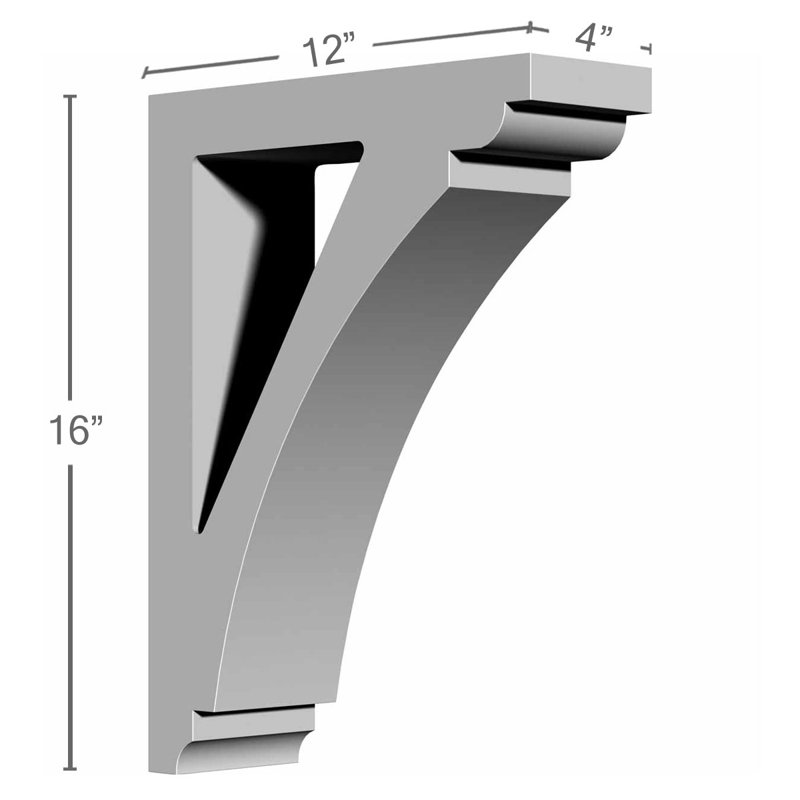 Endurathane Richmond Bracket, 4"W x 12"D x 16"H, Factory Primed, 16" H x 4" W x 12" D