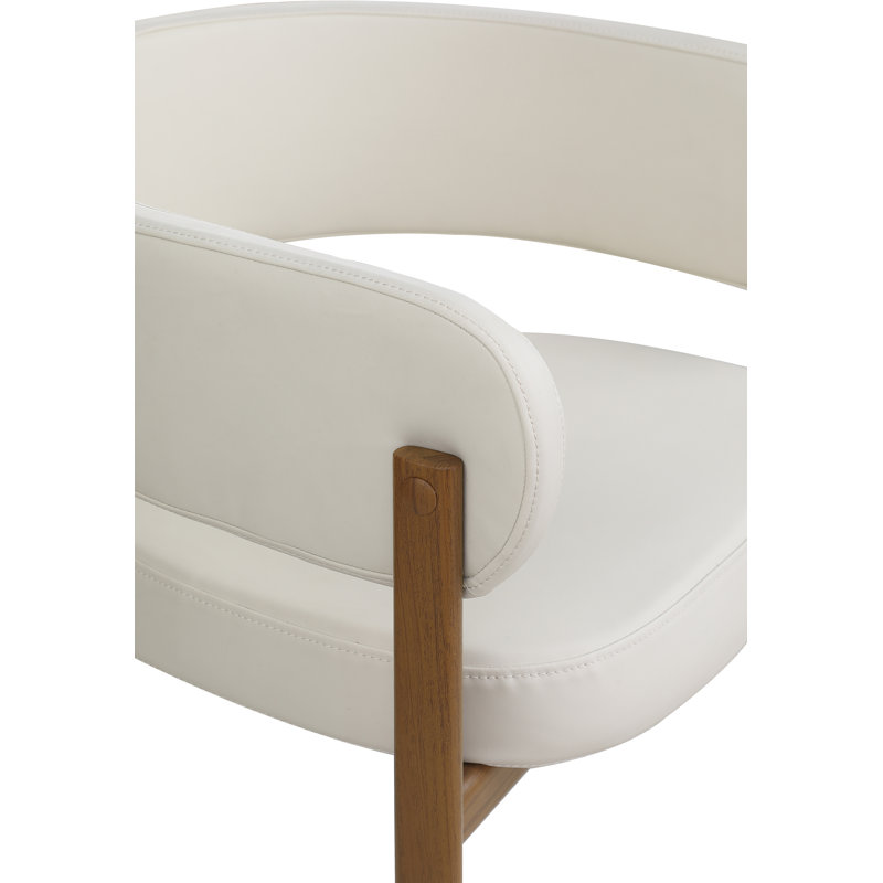 Gideon Unfinished Upholstered Back Arm Chair, Natural, Cream Vegan Leather