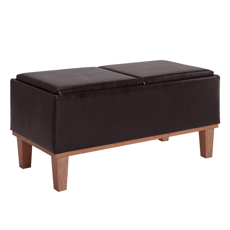 Amelianna 34.5'' Wide Rectangle Storage Ottoman with Stool and Reversible Tray