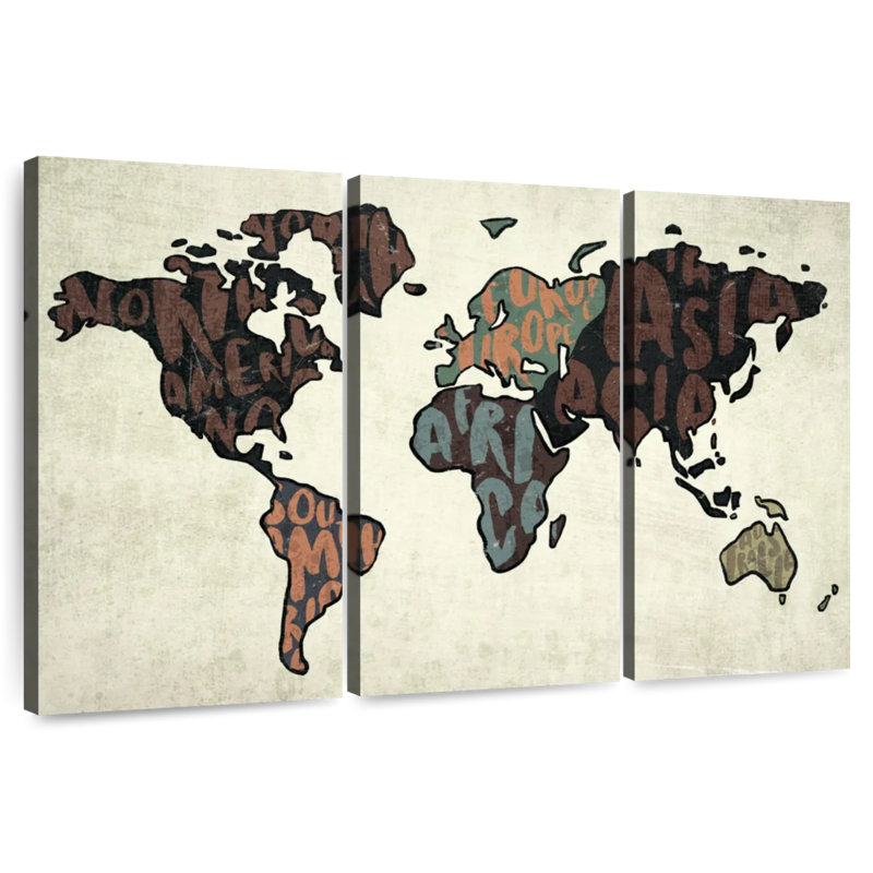 Continents Word Briuna, 24" H x 38" W