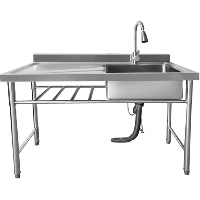 Commercial Restaurant Sink,stainless Steel Utility Sink Free-standing Kitchen Sink, With Pull-out Faucet(single Bowl)
