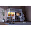 Lit mezzanine simple en bois avec bureau intégré, DEL, tablettes de rangement, armoires et escalier