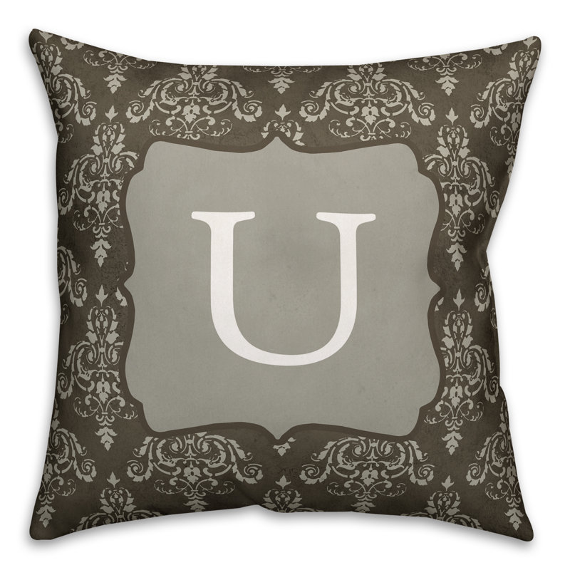 Damask Reversible Throw Pillow, U