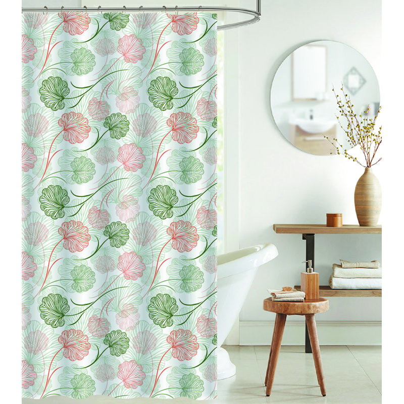 Ensemble de rideau de douche floral 13 pièces + crochets