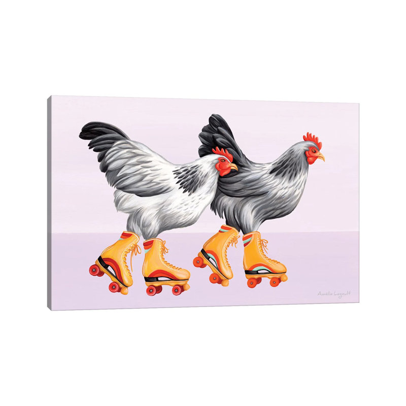 Hen Roller Skates by Amélie Legault - Wrapped Canvas Print, 66.04 cm H x 45.72 cm W x 1.91 cm D