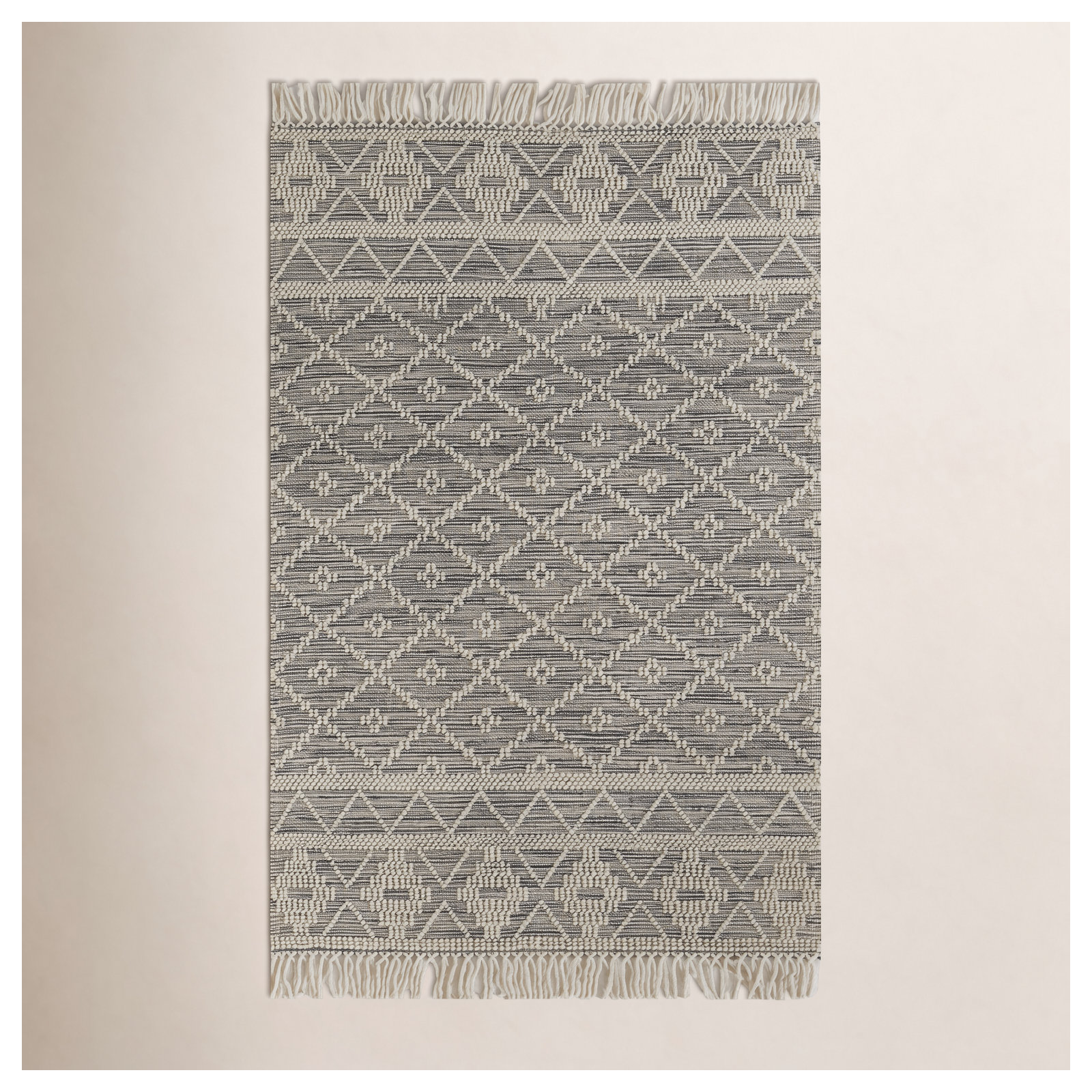 Alyson Handmade Beige/Gray Rug, Rectangle 2' x 3'