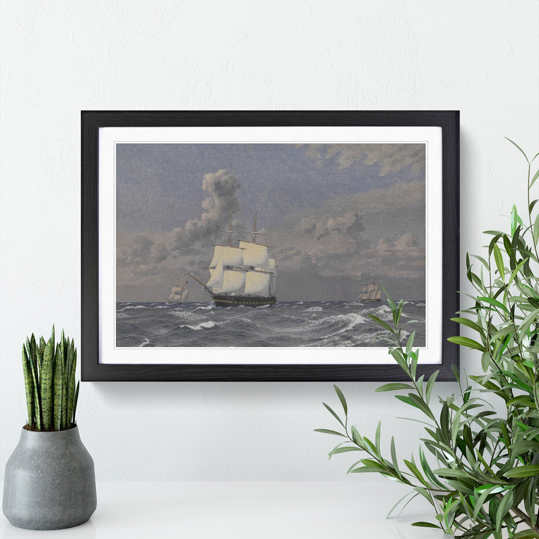 A Frigate Ship by Christoffer Wilhelm Eckersberg - Picture Frame Painting