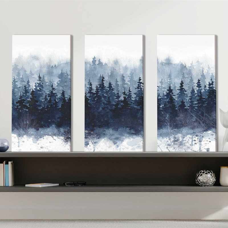 "Indigo Forest", ensemble de 3 impressions sur toile