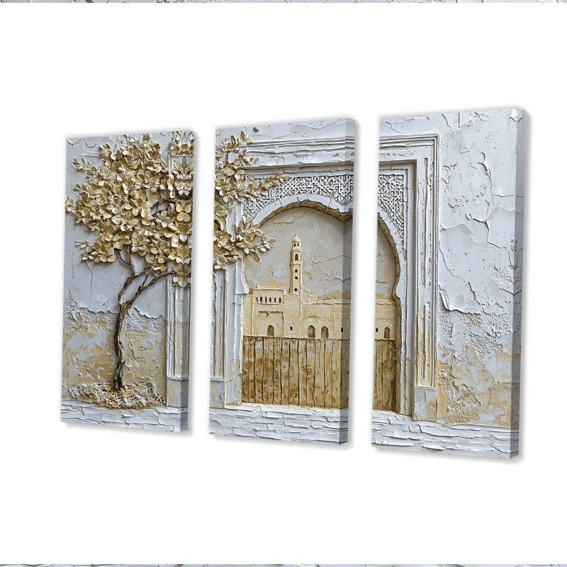 Maroc, médina d'or de Fès - ensemble d'art mural Maroc, Toile tendue, H 32 po x l 48 po x P 1 po