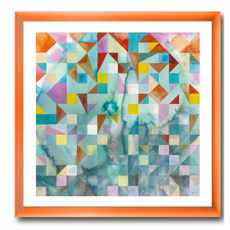 « modern patchwork »-cadre photo imprimé sur toile, H 16 po x l 16 po x P 1 po, Cadre orangé