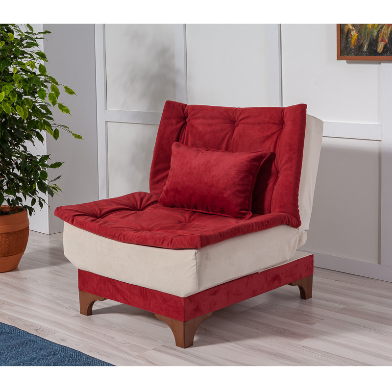 Fauteuil convertible capitonné l 29,53 po Crosland, Rouge Claret / tricot crème