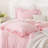 Andency Pink Comforter Set Queen Size, 3 Pieces Solid Pink Ruffle Comforter Set for Queen Bed, All Season Vintage Rustic Soft Microfiber Bedding Set for Women Girls-124610435-124610444