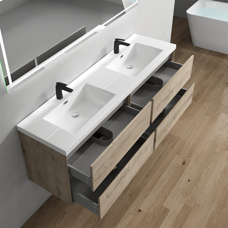 Ensemble de meuble-lavabo double 72 po Stoltenberg, Chêne clair
