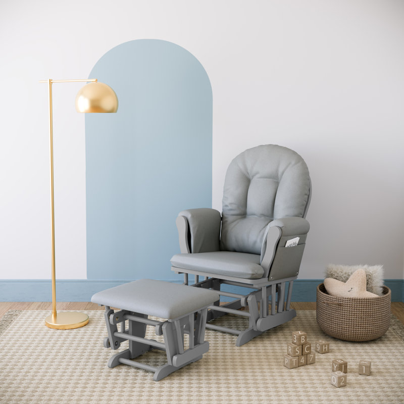 Hoop Glider with Ottoman, Light Gray, Pebble Gray