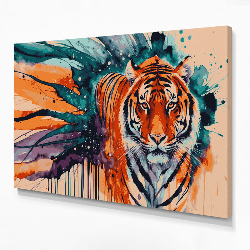 Faune, tigre du Bengale, art mural beige sur toile