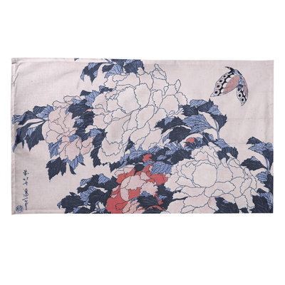 Serviette de thé pivoines et papillon