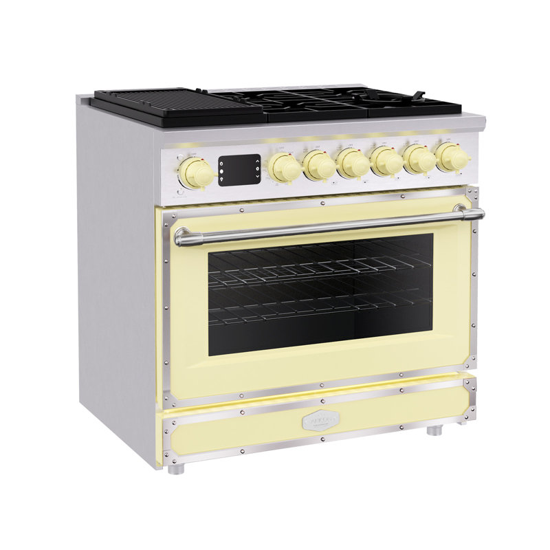 Akicon Freestanding Gas Cooktop Oven Combo, Features Sealed Burners, Rapid Convection Oven, Convertible Fuel (NG/LP), Durable Cast Iron Grating (CYSCYSA1)