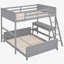 Lit double superposé au dessus d'un lit double avec bureau, gris (ANCIEN SKU: LT001006AAE)-1414277704
