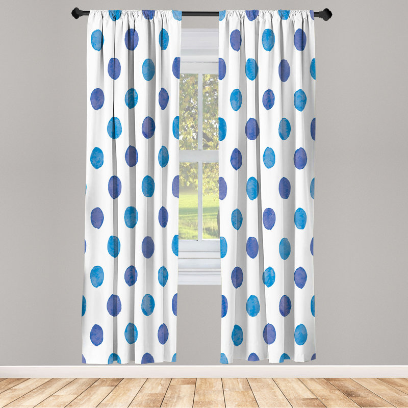 Microfiber Floral Semi-Sheer Rod Pocket Curtain Panels, 28" W x 95" L, Blue/Dark Blue/White