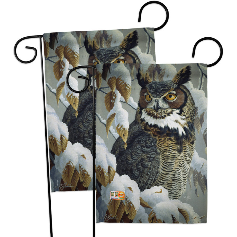 Très magnifique hibou à 2 côtés en polyester 19 po drapeau de jardin