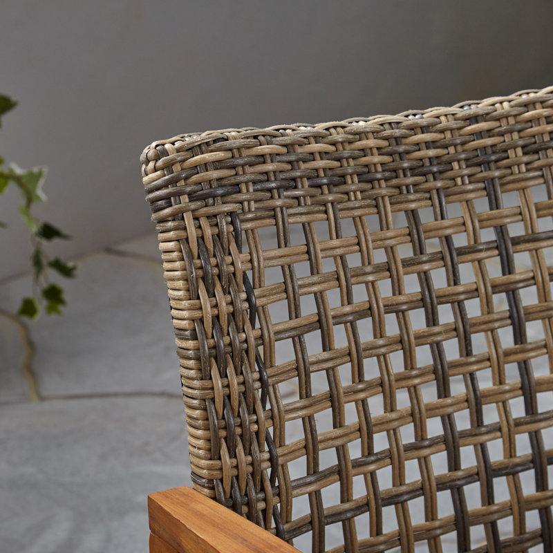 Bedingfield 75.5'' Wide Straight Wicker Patio Sofa, Natural Stained/Gray
