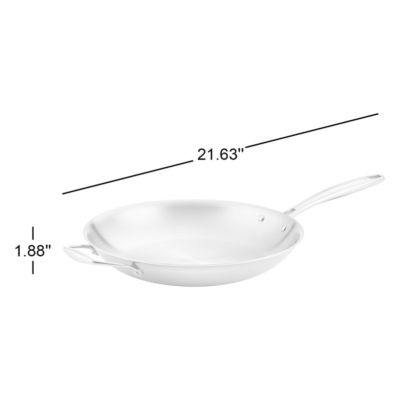 Tramontina Gourmet Tri-Ply Clad 12" Frying Pan with Helper Handle