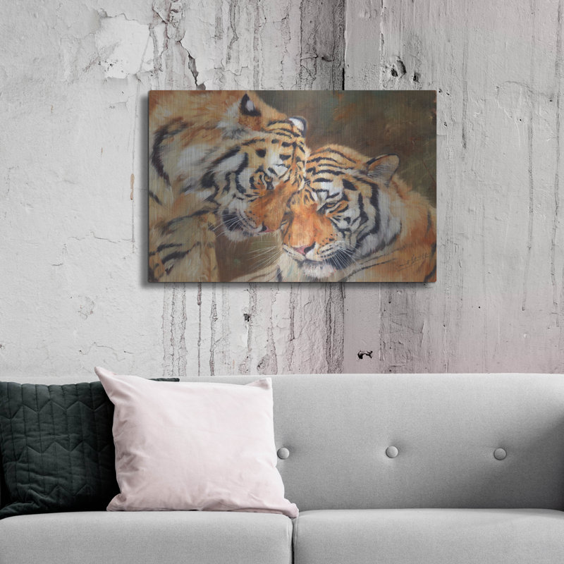 Art mural en métal «Tiger Love2» par David Stribble, Luxe