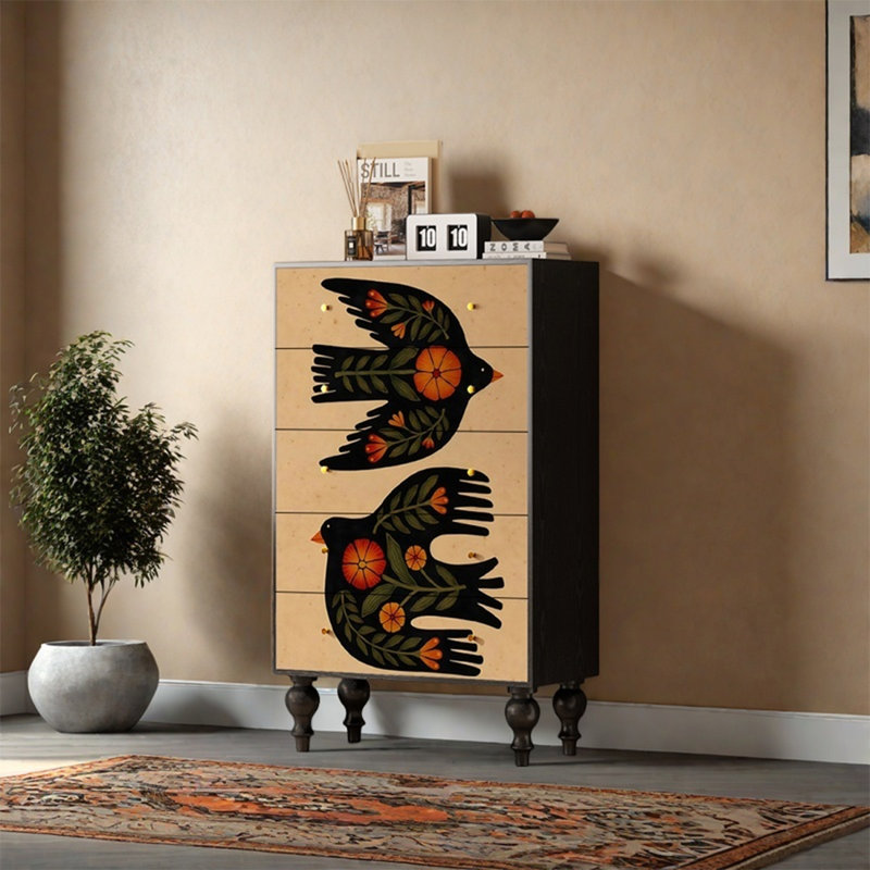 Armoire de rangement en bois de pin massif avec grands tiroirs