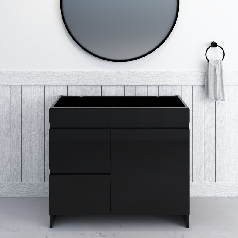 Cinnamon 36'' Single Bathroom Vanity Base Only, Glossy Black