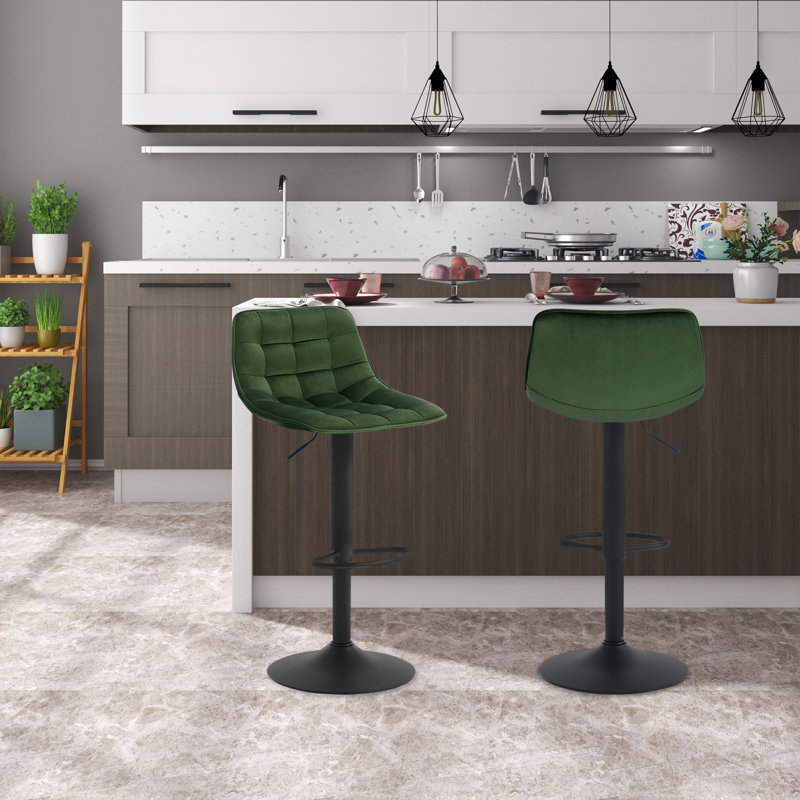 Peake Upholstered Adjustable Height Counter Stool, Dark Green