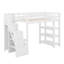 Twin Size Loft Bed With Shelves, Storage Staircase, Small Wardrobe And LED Light