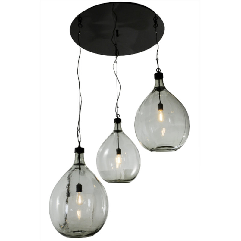 Luminaire suspendu grappe noir mat à 3 lumières Malsky