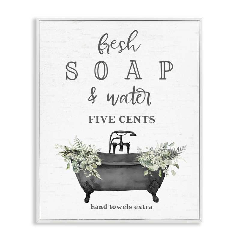 Giclée encadrée de savon et d'eau fraîche, design par Lettré et doublé, H 14 po x l 11 po