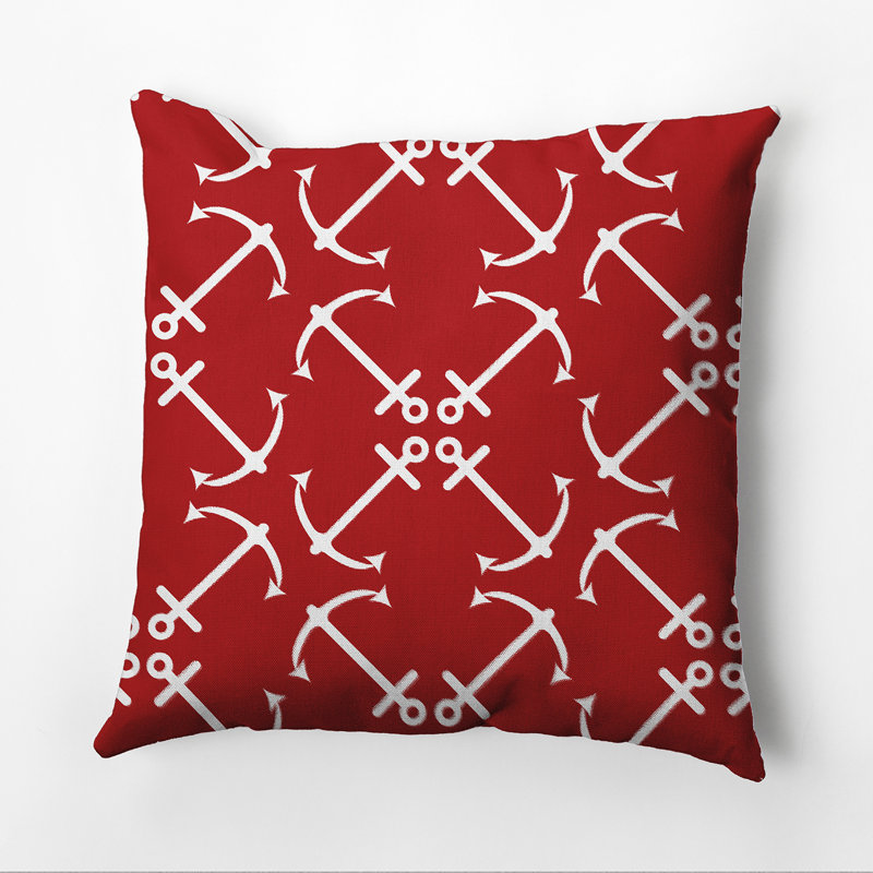 Housse et insert de coussin carré extérieur Anchor Up, Rouge, H 18 po x l 18 po