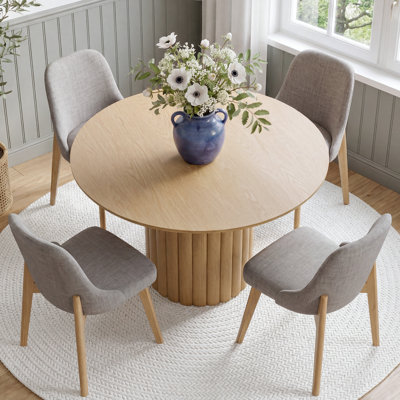4 - Person Modern Round Dining Set With 4 Upholstered Chairs