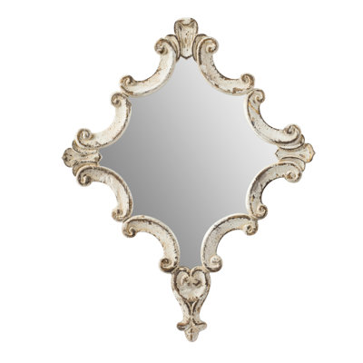 Artistic Bedroom, Living Room, Office, Entryway Mirror - 30" X 23.5" White Diamond Fir Wood & Quality Glass With For Home Construction