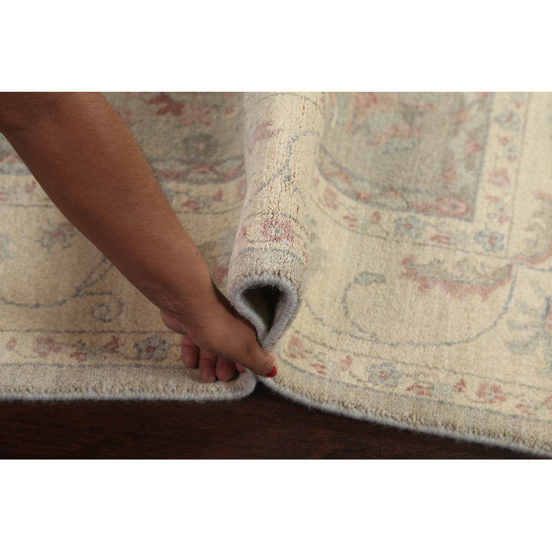 Tapis gris en laine noué à la main de conception unique 5 pi 6 po x 7 pi 10 po Peshawar Chobi